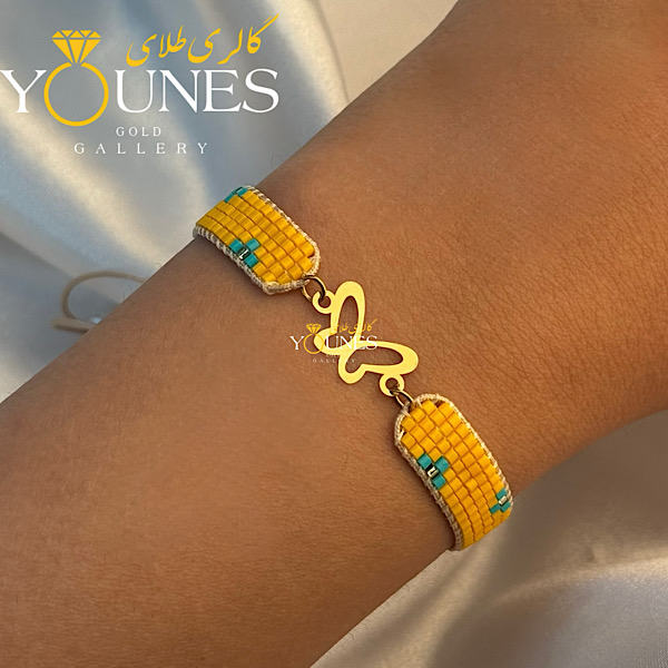 دستبند بند میوکی پروانه لیزری طلا